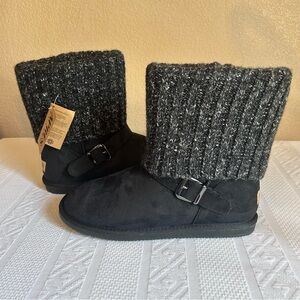 NWB Apres by Lamo Maci‎ Black Faux Suede with Faux Fur Boots Size 11